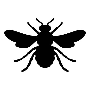 Siyah-beyaz arı silueti vektör sanat çizimi. Beyaz arkaplanda izole edilmiş basit vektör arı siluetleri