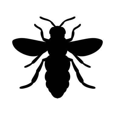 Siyah-beyaz arı silueti vektör sanat çizimi. Beyaz arkaplanda izole edilmiş basit vektör arı siluetleri