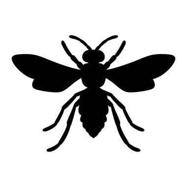 Siyah-beyaz arı silueti vektör sanat çizimi. Beyaz arkaplanda izole edilmiş basit vektör arı siluetleri