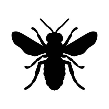 Siyah-beyaz arı silueti vektör sanat çizimi. Beyaz arkaplanda izole edilmiş basit vektör arı siluetleri