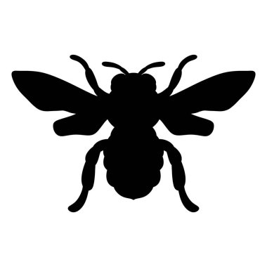 Siyah-beyaz arı silueti vektör sanat çizimi. Beyaz arkaplanda izole edilmiş basit vektör arı siluetleri