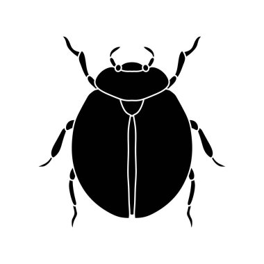 Siyah ve beyaz böcek vektör çizimi beyaz arkaplanda izole edildi