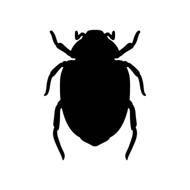 Böcek böceği simgesi siluetleri vektör tasarım çizimi, izole edilmiş beyaz arkaplan