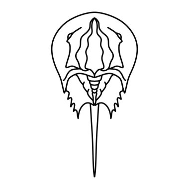 Beyaz Arkaplanda izole edilmiş at nalı yengeç vektör resimleme simgesi