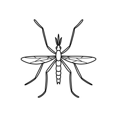 Sivrisinek ikonu düz tasarım şablon çizimi. Sivrisinek çizgisi çizim vektörü