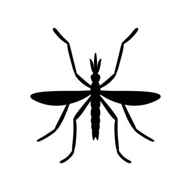 Sivrisinek silueti simgesi. Sivrisinek resmi beyaz arkaplanda izole edildi.