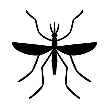 Sivrisinek silueti simgesi. Sivrisinek resmi beyaz arkaplanda izole edildi.