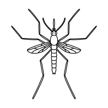 Sivrisinek ikonu düz tasarım şablon çizimi. Sivrisinek çizgisi çizim vektörü