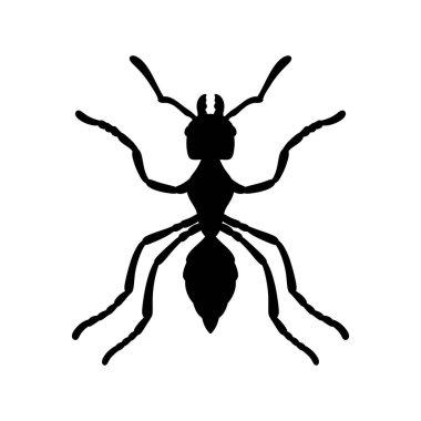 Beyaz arkaplanda izole edilmiş bir karınca vektör illüstrasyonunun silüeti.