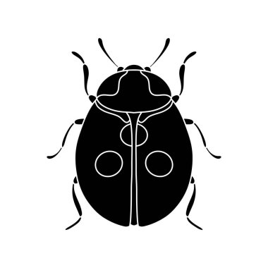 Uğur böceği siyah ve beyaz vektör simgesi beyaz arkaplanda izole edildi