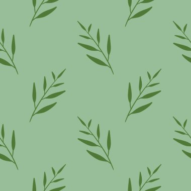 Botanik çiçekli vektör kusursuz desen. Yeşil yapraklarla dolu çiçek deseni