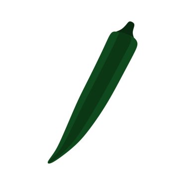 Bamya bitkisi düz tasarım vektör çizimi beyaz arkaplanda izole edildi. Çiftlik ve Pazar Tasarımları için Bamya Sebze Vektör Sanatı