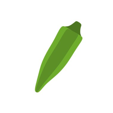 Bamya bitkisi düz tasarım vektör çizimi beyaz arkaplanda izole edildi. Çiftlik ve Pazar Tasarımları için Bamya Sebze Vektör Sanatı