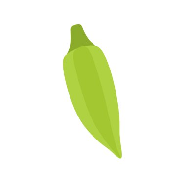 Bamya bitkisi düz tasarım vektör çizimi beyaz arkaplanda izole edildi. Çiftlik ve Pazar Tasarımları için Bamya Sebze Vektör Sanatı