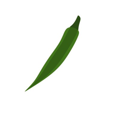 Bamya bitkisi düz tasarım vektör çizimi beyaz arkaplanda izole edildi. Çiftlik ve Pazar Tasarımları için Bamya Sebze Vektör Sanatı