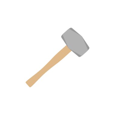 Beyaz arkaplanda izole edilmiş balyoz düz tasarım vektör çizimi. İnşaat, yıkım, endüstri veya grafik temaları için illüstri