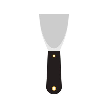 Beyaz arka planda izole edilmiş macun bıçağı düz tasarım vektör çizimi. Alçıpan ya da alçı için kullanılan mala ya da kazıyıcı