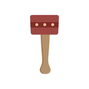 wooden mallet woodcut flat design vector illustration. Wooden mallet isolated in white background