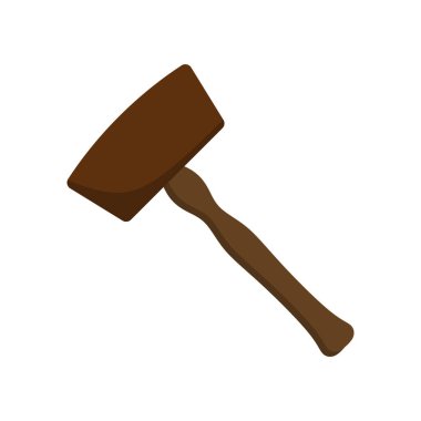 wooden mallet woodcut flat design vector illustration. Wooden mallet isolated in white background