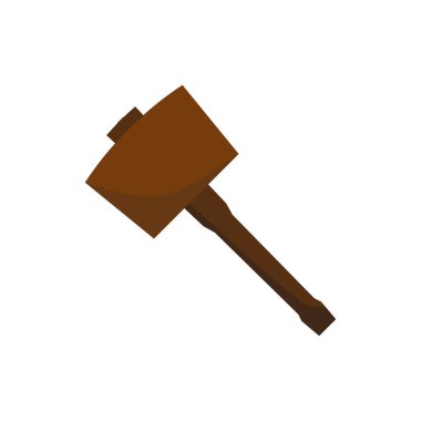 wooden mallet woodcut flat design vector illustration. Wooden mallet isolated in white background