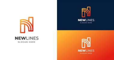İlk N harfi logo tasarım şablonu, çizgi konsepti, vektör illüstrasyonu