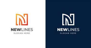 İlk N harfi logo tasarım şablonu, çizgi konsepti, vektör illüstrasyonu
