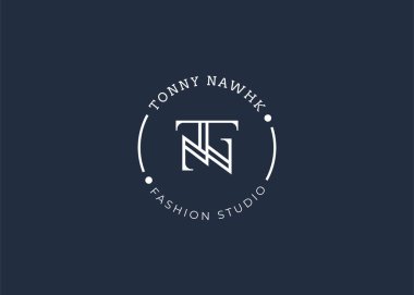 Minimalist T & N harfi logo tasarım şablonu, vintage biçimi, Vektör çizimleri