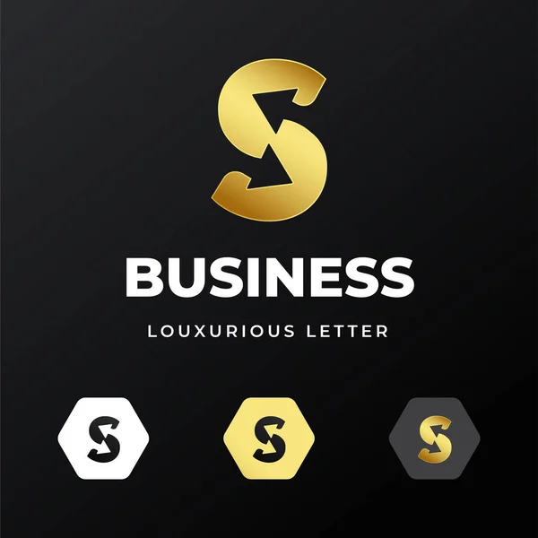 創造的な手紙S高級黄金のロゴデザインコンセプト 企業のビジネスアイデンティティの初期のシンボル アルファベットベクトル要素 — ストックベクタ