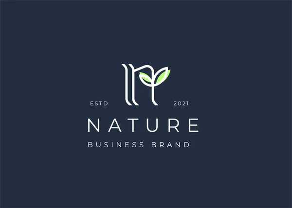 Letter Initiaal Logo Design Template Natuur Stijl Vector Illustraties — Stockvector
