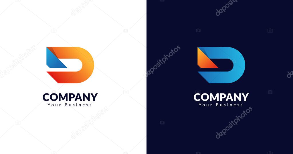 Initial D letter logo design template vector illustration