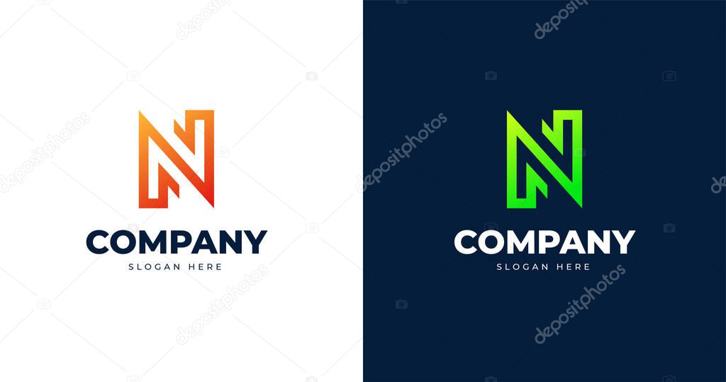 Initial N letter logo design template, line concept, vector illustration