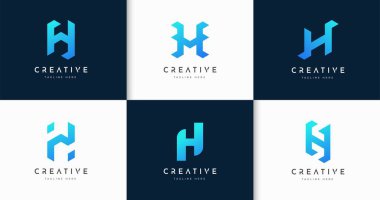 H harfinin baş harfleri logo tasarımı konsepti. Şirket kimliğinin ilk sembolü. Alfabe vektör ögesi