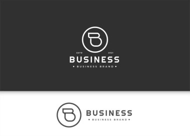 Çember şekilli minimalist B harfi logo tasarımı