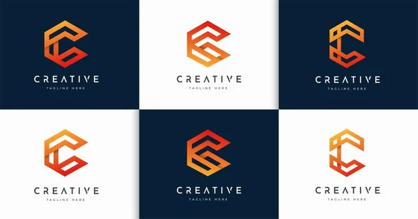 Bundle Set Letter Monogram Logo Design Concept Initial Symbol Corporate — Stock Vector