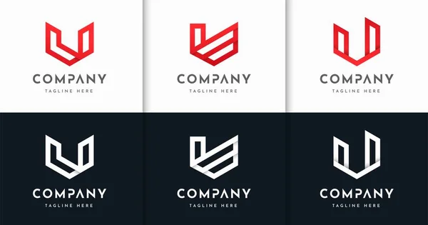 Set Creatieve Letter Monogram Stijl Logo Ontwerp Sjabloon — Stockvector