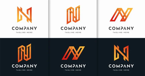 Set Von Kreativen Buchstaben Monogramm Stil Logo Design Vorlage — Stockvektor