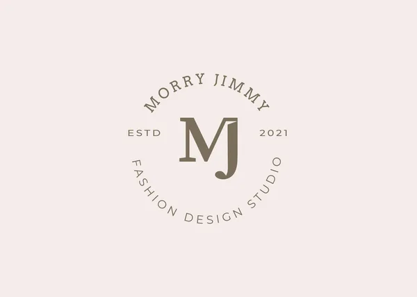 stock vector Minimalist Initial M J letter logo design template, vintage style, Vector illustrations