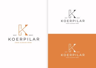 İlk harf K minimalist logo tasarım şablonu. Vektör illüstrasyonları