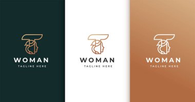 Kadın yüzü resimli T harfi logo tasarımı