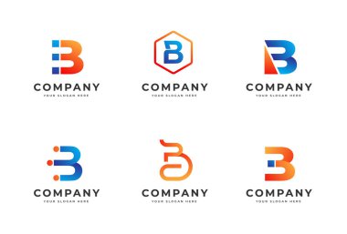 B minimalist logo dizayn konsepti. Şirket kimliğinin ilk sembolü. Alfabe vektör ögesi