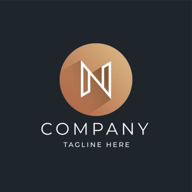 Çember biçimli N harfi logo tasarım şablonu