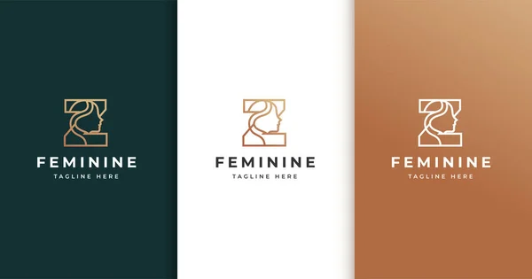 Letter Logo Design Woman Face Icon Illustration — Stock Vector