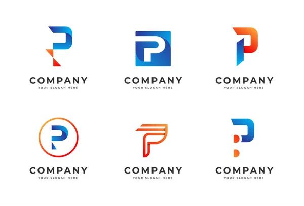 Zestaw Pakietów Koncepcji Projektu Logo Monogram Początkowy Symbol Tożsamości Biznesowej — Wektor stockowy
