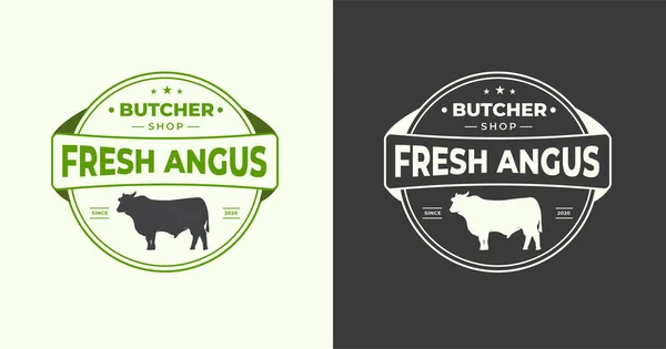 Stock vector Butchery Logo Beef Badge. Organic Meat Shop Vector and Label Design