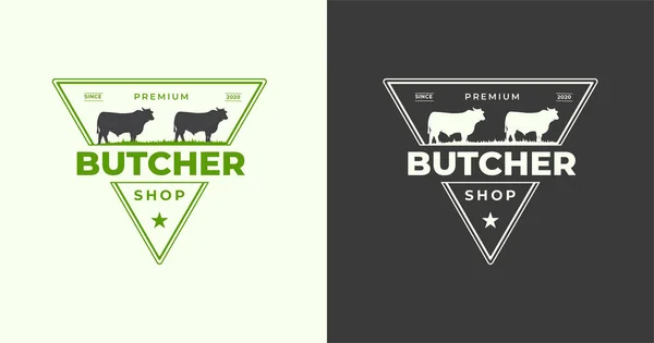 stock vector Butchery Logo Beef Badge. Organic Meat Shop Vector and Label Design