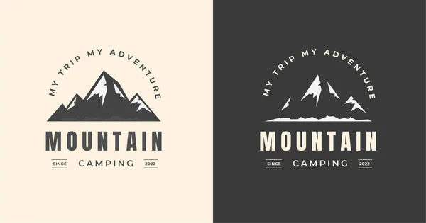 Эмблема Mountain Adventure Винтажный Значок Туризм Кемпинг Открытый Логотип — стоковый вектор