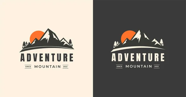 Эмблема Mountain Adventure Винтажный Значок Туризм Кемпинг Открытый Логотип — стоковый вектор