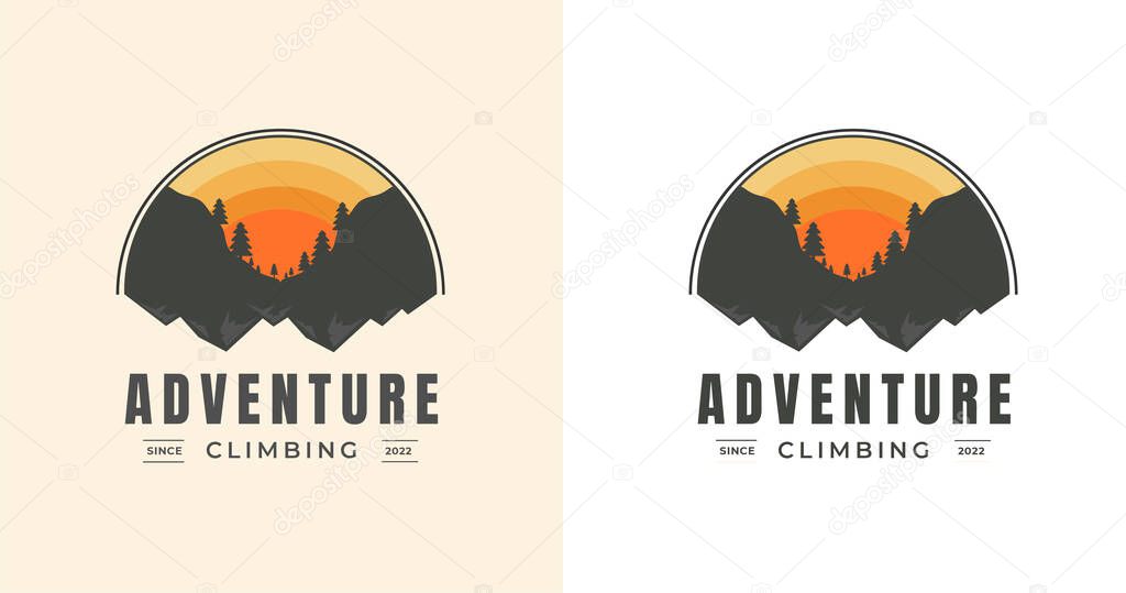 Mountain Adventure emblem Badge. hiking Camping outdoor Logo Design template