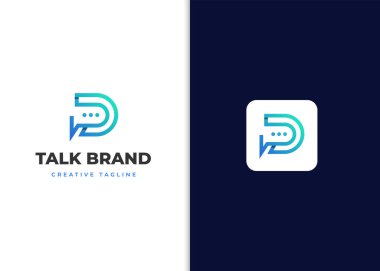 Sohbet simgesi ile D harfi logo tasarımı