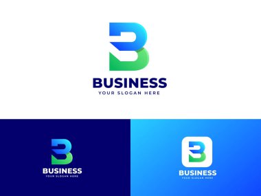Geometrik gradyan tasarımlı B harfi logosu